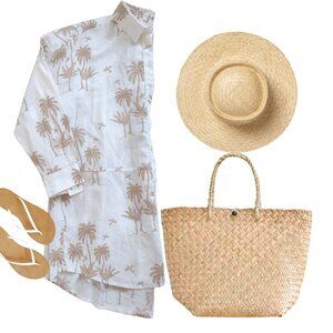 Women's top H&M Desmond & Dempsey Size M Linen/Cotton vacation cruise summer